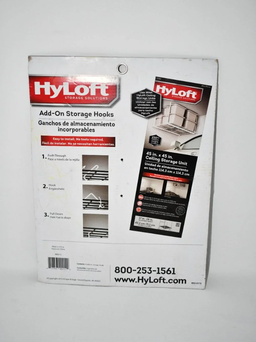 HyLoft 00212 Add-On Storage Hooks for Model 540 Ceiling Rack 4 Pack White HyLof